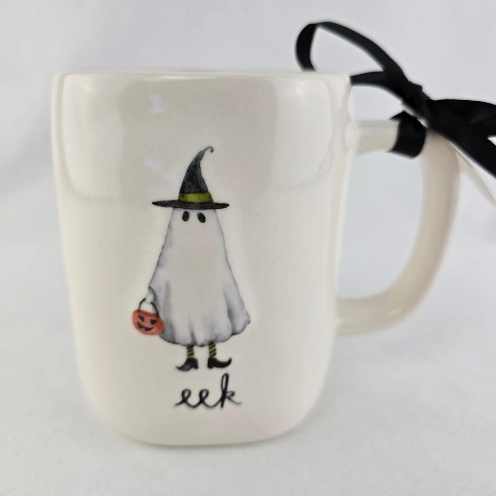 NWT Rae Dunn Artisan Collection Ghost Eek! Halloween Mug White 16 oz